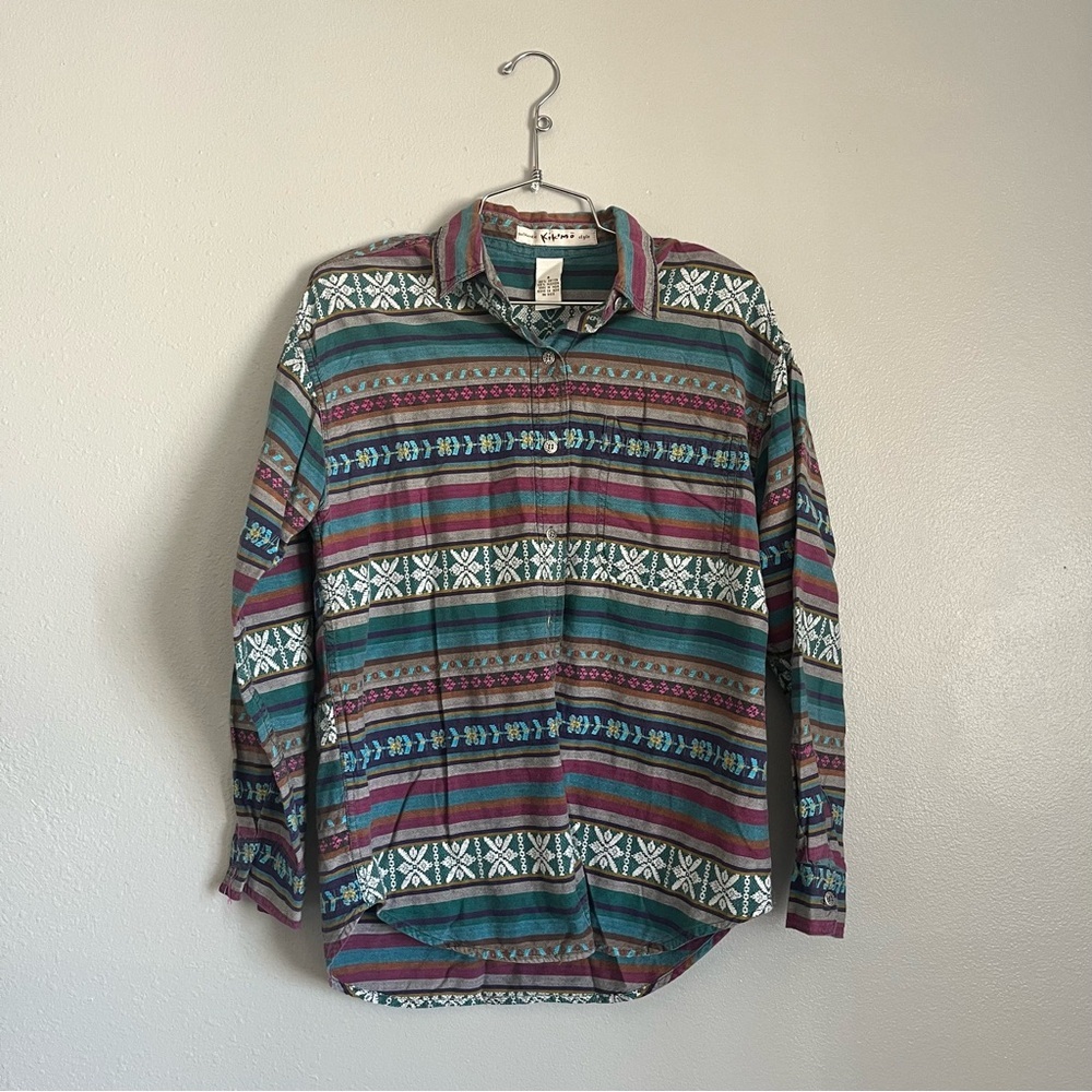 Vintage 80’s 90’s Button Down Colorful Woven Women’s Shirt